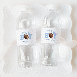 男の子だ！ブルーフットボールのベビーシャワー ペットボトルラベル