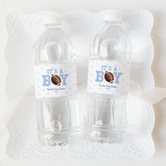 男の子だ！ブルーフットボールのベビーシャワー ペットボトルラベル