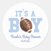 男の子だ!ブルーフットボール赤ちゃんシャワーパーティーのお願い ラウンドシール (正面)
