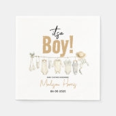 男の子だ！ブルーベビーシャワー – かわいい&甘い スタンダードカクテルナプキン (正面)