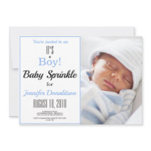 男の子だ！ブルーベビー散水フォト招待状
