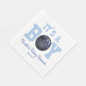 男の子だ!ブルーボーリングボール赤ちゃんシャワー スタンダードランチョンナプキン (角)