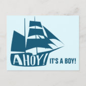 男の子だ！ブルー航海のテーマのベビー写真 ポストカード (正面)
