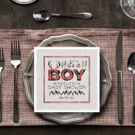 男の子だ!プライド素朴ランバージャックベビーシャワー スタンダードカクテルナプキン