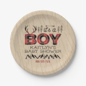 男の子だ!プライド素朴ランバージャックベビーシャワー ペーパープレート (正面)