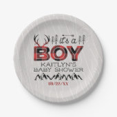 男の子だ!プライド素朴ランバージャックベビーシャワー ペーパープレート (正面)