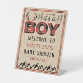 男の子だ！プライド素朴ランバージャックベビーシャワー 台座サイン (正面)