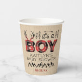 男の子だ!プライド素朴ランバージャックベビーシャワー 紙コップ (裏面)