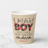 男の子だ!プライド素朴ランバージャックベビーシャワー 紙コップ (正面)