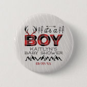 男の子だ！プライド素朴ランバージャックベビーシャワー 缶バッジ (正面)