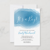 男の子だ！ベビーシャワーブルーウォーターカラー抽象芸術 招待状 (正面)