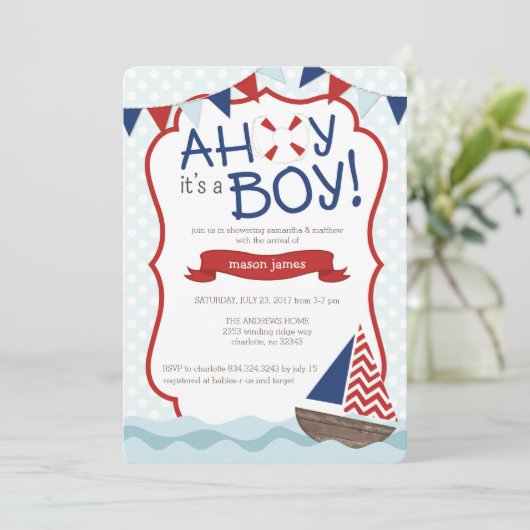 男の子だ!ベビーシャワー招待状 招待状 (スタンド正面)