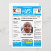 「男の子だ!ベビー新聞ベビー発表 招待状 (正面/裏面)