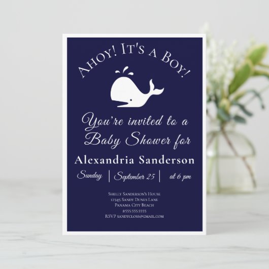 男の子だ！ベビー航海のシャワー招待状 招待状 (スタンド正面)