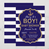 男の子だ!ベビー航海のシャワー招待状 招待状 (正面/裏面)