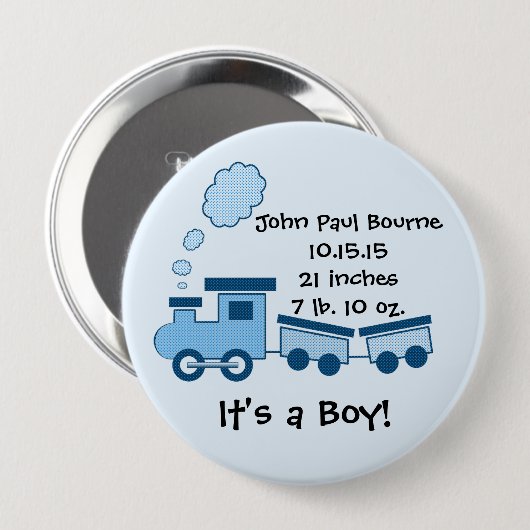 男の子だ！ボタンブルー潮潮列車 缶バッジ (正面&裏面)