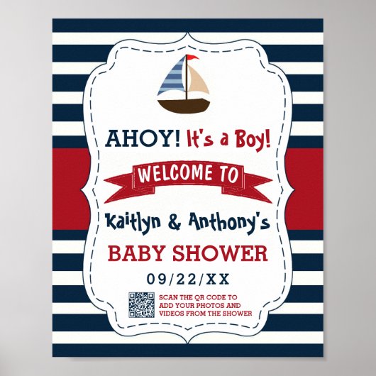 男の子だ！ボートベビー航海のシャワーへようこそ ポスター (正面)