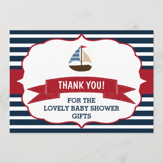 男の子だ！ボート航海のの赤ちゃんシャワー感謝してい サンキューカード (正面)