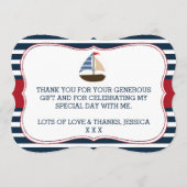 男の子だ！ボート航海のの赤ちゃんシャワー感謝してい サンキューカード (裏面)