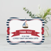 男の子だ!ボート航海のの赤ちゃんシャワー感謝してい サンキューカード (スタンド正面)