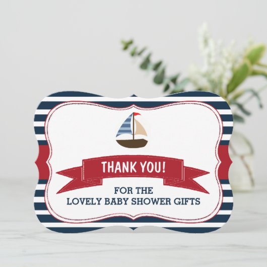 男の子だ!ボート航海のの赤ちゃんシャワー感謝してい サンキューカード (スタンド正面)