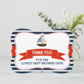 男の子だ！ボート航海のの赤ちゃんシャワー感謝してい サンキューカード (スタンド正面)