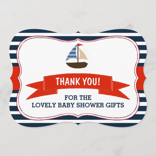 男の子だ！ボート航海のの赤ちゃんシャワー感謝してい サンキューカード (正面)