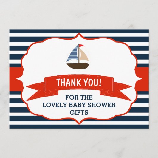 男の子だ!ボート航海のの赤ちゃんシャワー感謝してい サンキューカード (正面)