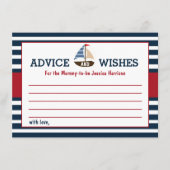 男の子だ！ボート航海のベビーシャワーアドバイス アドバイスカード (正面)