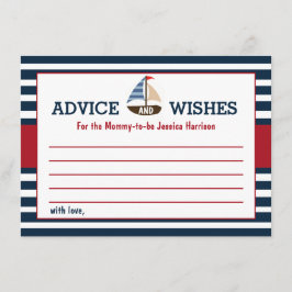 男の子だ！ボート航海のベビーシャワーアドバイス アドバイスカード