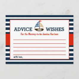 男の子だ！ボート航海のベビーシャワーアドバイス アドバイスカード