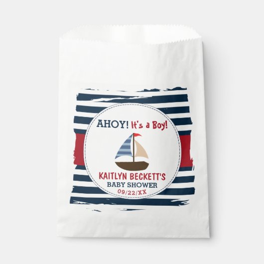 男の子だ！ボート航海の赤ちゃんシャワー フェイバーバッグ (正面)