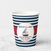 男の子だ!ボート航海の赤ちゃんシャワー 紙コップ (裏面)