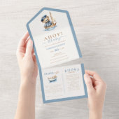 男の子だ!ミニマル航海の主義ベビーシャワー オールインワン招待状 (貼ってはがせる)