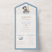 男の子だ!ミニマル航海の主義ベビーシャワー オールインワン招待状 (内側)