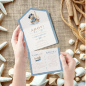 男の子だ!ミニマル航海の主義ベビーシャワー オールインワン招待状