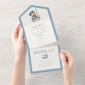 男の子だ!ミニマル航海の主義ベビーシャワー オールインワン招待状 (貼ってはがせる)