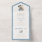 男の子だ!ミニマル航海の主義ベビーシャワー オールインワン招待状 (内側)