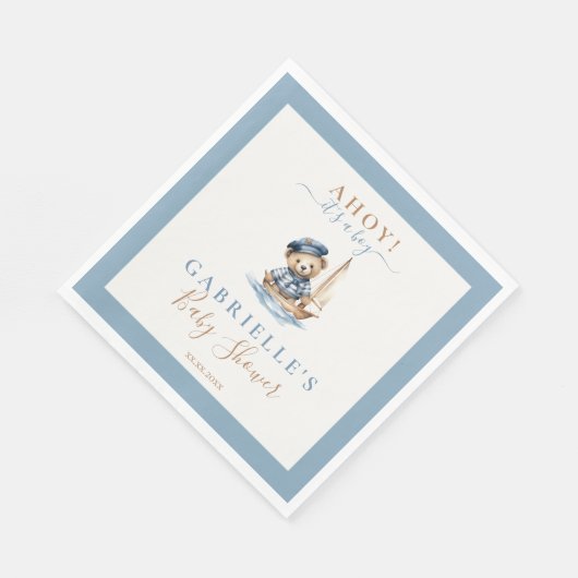 男の子だ！ミニマル航海の主義ベビーシャワー スタンダードランチョンナプキン (角)