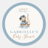 男の子だ！ミニマル航海の主義ベビーシャワー ラウンドシール (正面)