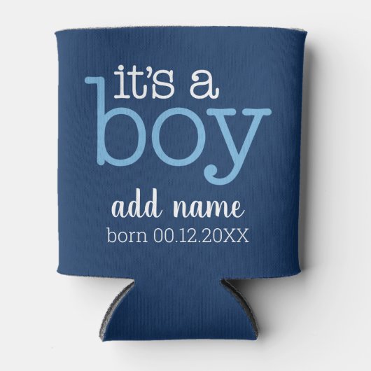 男の子だ – モダンベビー名お洒落と写真 缶クーラー (正面)