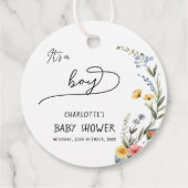 男の子だ！ワイルドフラワーカラフルの赤ちゃんシャワー フェイバータグ (裏面)