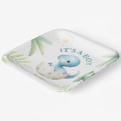 男の子だ！可愛いディノ男の子の恐竜の赤ちゃんシャワー ペーパープレート (傾斜あり)