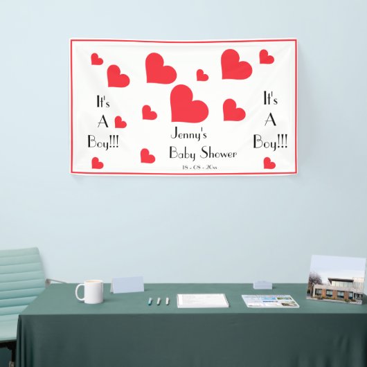 男の子だ!可愛いパーソナライズされたハート赤ちゃんシャワー 横断幕 (トレードショー)
