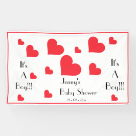 男の子だ！可愛いパーソナライズされたハート赤ちゃんシャワー 横断幕