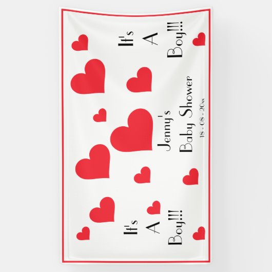 男の子だ!可愛いパーソナライズされたハート赤ちゃんシャワー 横断幕 (縦)