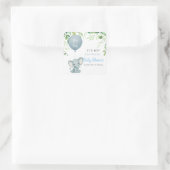 男の子だ！可愛い小さな象のベビー（風船あり） スクエアシール (バッグ)