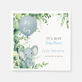 男の子だ！可愛い小さな象のベビー（風船あり） スタンダードカクテルナプキン