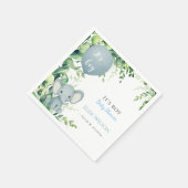 男の子だ!可愛い小さな象のベビー(風船あり) スタンダードカクテルナプキン (角)