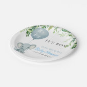 男の子だ！可愛い小さな象のベビー（風船あり） ペーパープレート (アングル)